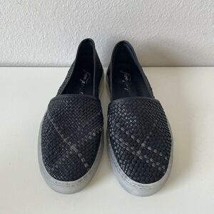 Free People Santorini Slip On Leather Flat Black‎